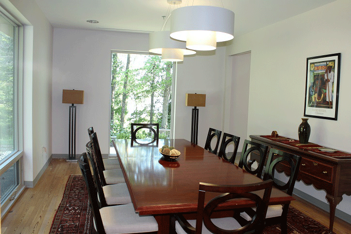 Sun-filled dining room at Point of View Retreat